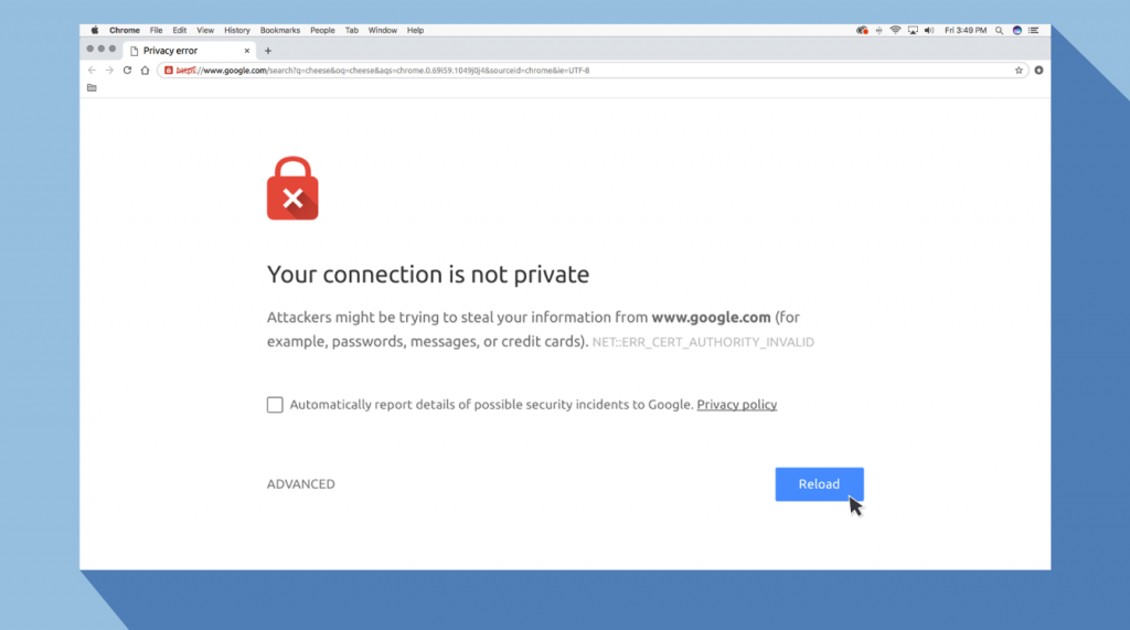 Your Connection Is Not Private Warning Page