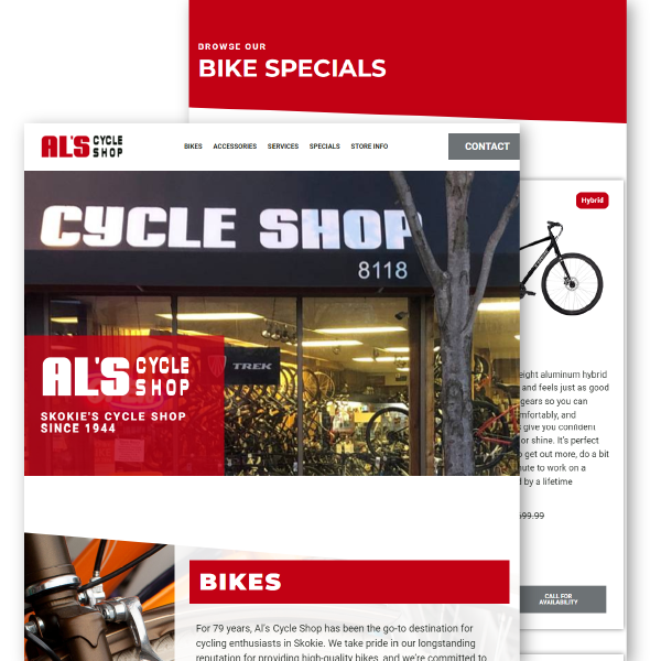 Webpage previews for alscycleshop.com